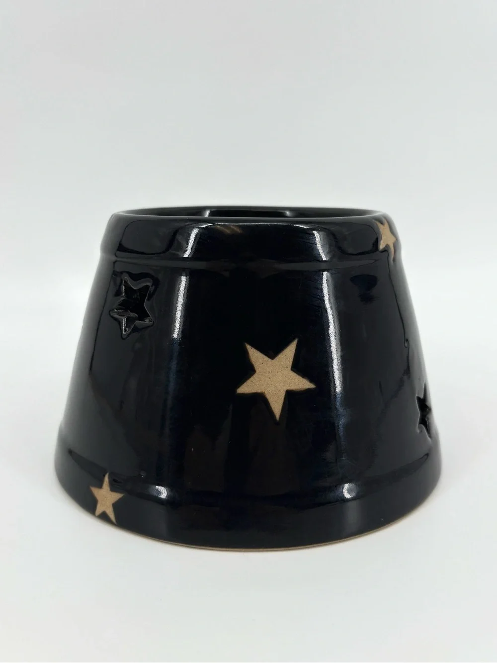 Vintage Yankee Candle Celestial Stars Ceramic Jar Shade Topper Black Glossy